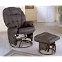 Black Leatherette Glider Rocker Recliner Chair with Ottoman