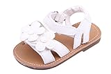 (ラボーグ) La Vogue 子供 キッズサンダル ベビー 赤ちゃん靴 女の子 スリッパ 歩行サポート ソフトソール ベルクロ式 フォーマルシューズ 花飾り (11cm, ホワイト)