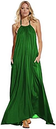 Maxi Halter Tie Flowy Dress, Size Large