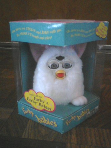 FURBY BABIES YELLOW WITH PINK AND GREEN SPOTS & GREEN MOHAWK, WHITE TUMMY