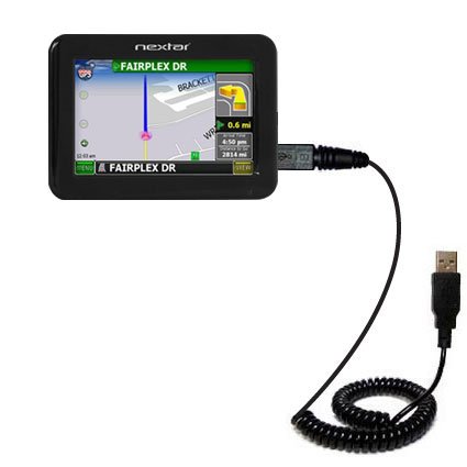 Coiled USB Cable for the Nextar K4 with Power Hot Sync and Charge capabilities - uses Gomadic TipExchange Technology
