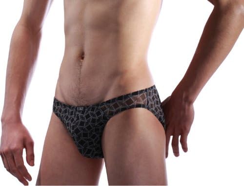 Men's Fashion Men's Underwear Briefs Transparent Ice Silk Breathable Mesh Triangle Mesh Lined 1177-22 Before (L/31-33inches, black)