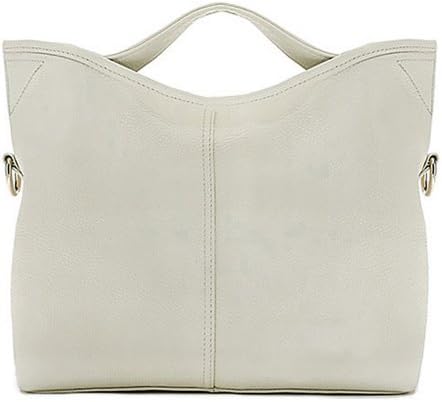 VIVITOW Everyday Free Style Vintage Soft Leather Shopper Tote Hobo Leather Handbag with Strip OffWhite