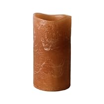 Enjoy Lighting 372652 Brown Distressed Moroccan Spice Scented Wax LED Pillar Candle, 3.2-Inch by 6-Inch