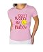 Little Miss and Mr Men - Don't Worry Be Happy - Pink Ladies Fine Cotton Jersey Tee