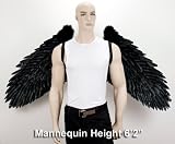 FashionWings (TM) Angel of Destiny XXXL Super Large Wingspan Pointing Up or Down Duo Use Black Costume Feather Wings Photo Props Gothic Demon Devin Jin Cosplay