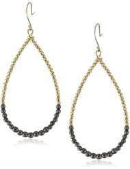 Mizuki 14k Large Tear-Drop Hoop Earrings with Gold and Silver Faceted Beads