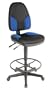Monarch Armless Drafting Stool Black Fabric/Blue Fabric Inset