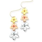 14k White and Rose Rhodium Plumeria Earrings (Pair)