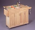Wood Top Natural Kitchen Cart with Breakfast Bar