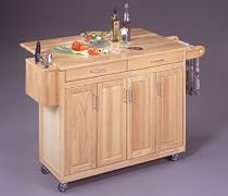 Wood Top Natural Kitchen Cart with Breakfast Bar
