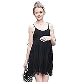 レディース 春夏物 ワンピース 3色展開 キャミソール レース 刺繍 ミニ丈 チュニック オリジナルアクセサリー付属 NRU0016 (ブラック)