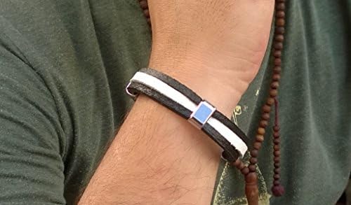 Black and white leather bracelet Mens leather bracelets Leather braclets Black bracelet Mens handmade leather bracelets Handmade bracelets