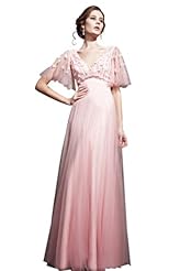 V-neck Floor Length Winter Evening Dress 