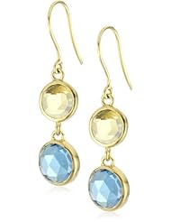 Charmed Circle "Bubble" Beer Quartz and London Blue Topaz 2 Stone Earrings