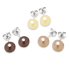 Valero Pearls pearls4girls Damen-Ohrstecker 925 Sterlingsilber S��wasser-Zuchtperlen tahitigr�n / gold / elfenbein 60200124