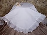Cotton Embroidered Christening Baptism Blanket with Ruffles