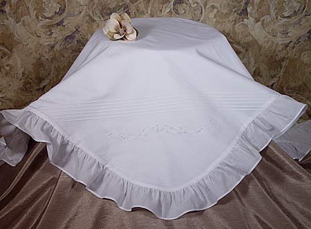 Cotton Embroidered Christening Baptism Blanket with Ruffles