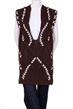 Trinity Chunky Wool Blend Knubby Contrast Stitched Hooded Sweater Vest Chocolate