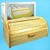 Natural Wood Roll Top Bread Keeper Box Breadbox