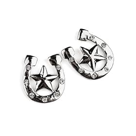 Silver Rhinestone Horseshoe Star Stud Earrings Fashion Jewelry thumbnail