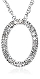 14k White Gold, Diamond Oval Pendant (.10 cttw, G-H Color, I1 Clarity)