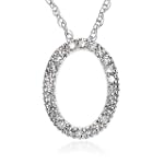 SAVE $36.01 - 14k White Gold, Diamond Oval Pendant (.10 cttw, G-H Color, I1 Clarity) $179.99