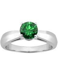 0.80 Ct Round Green SI1/SI2 Diamond 14K White Gold Ring