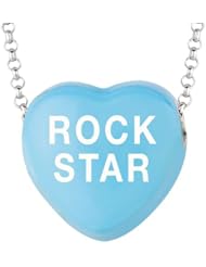 Sterling Silver 17mm Blue enamel Sweethearts ROCKSTAR Heart Pendant