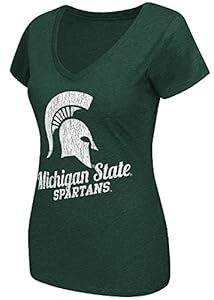 Ladies Michigan State Spartans Green Tabloid V-Neck Tee Shirt by Colosseum (M=6-8)