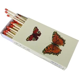 Butterfly Design Medium Fireplace Matches - 4 Inches Long, Pack of 3