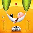 Lazy Bones Animals Art Poster Print by Jo Parry, 10x10