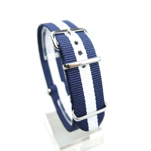 #5822 NATO NYLON STRAP  マリーン 【ネイビー/白　22】　ナイロンベルト 時計用/替ベルト 22mm　ばね棒外し＆オリジナル交換マニュアル付き