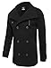 Tom's Ware Mens Stylish Fashion Classic Wool Double Breasted Pea Coat TWCC06-08-BLACK-US L