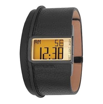 Diesel #DZ7089 Men's Wide Leather Strap LCD Digital Watch