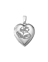 14k White Gold Sweetheart "Wedding Bells" Locket 3/4 inch x 3/4 inch in Solid 14K White Gold