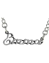 Sterling Silver EMMA Name Necklace 3/8 inch, 17 inches long