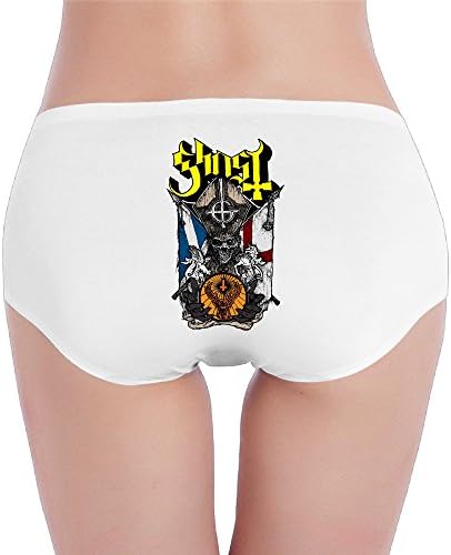 XJBD Women's Low-Waist Popestar-Ghost B.C. Hipsters Panty White L