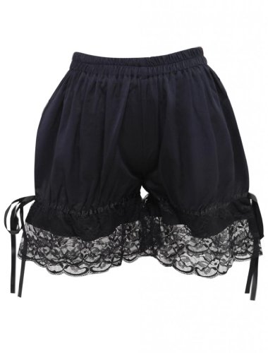 M4U Womens Lace Lolita Shorts/bloomers/Pants, color Black, fabric Cotton