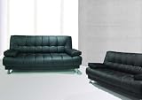 2PCS MODERN LEATHERETTE FUTON SOFA BED SET, ITEM #3510BK-2, BLACK