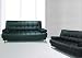2PCS MODERN LEATHERETTE FUTON SOFA BED SET, ITEM #3510BK-2, BLACK