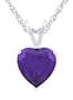 Platinum Plated Sterling Silver 9.5 x 9.5mm Purple Cubic Zirconia Heart-Shaped Pendant, 18"
