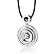 Circle of Style: Stainless Steel Concentric Circle Pendant with Bead-inlay worn on a Rubber Cord for Men