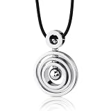 Circle of Style: Stainless Steel Concentric Circle Pendant with Bead-inlay worn on a Rubber Cord for Men