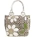Coach Signature Bleecker Applique Flower Floral Shopper Bag Tote Khaki White
