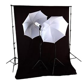 CowboyStudio 600 Watt Photography and Video Studio Continuous Lighting Kit, 10 X 12ft Black Muslin Backdrop with Background Support System & Carry Case