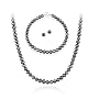 Sterling Silver 5.5-6mm Genuine Freshwater Cultured Peacock Pearl Necklace Bracelet & Stud Earrings Set