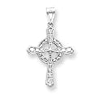 14k White Gold Celtic Cross Pendant
