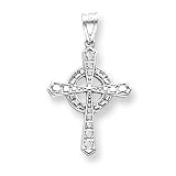 14k White Gold Celtic Cross Pendant