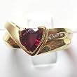 14K Yellow Gold Created Ruby and Diamond Ring